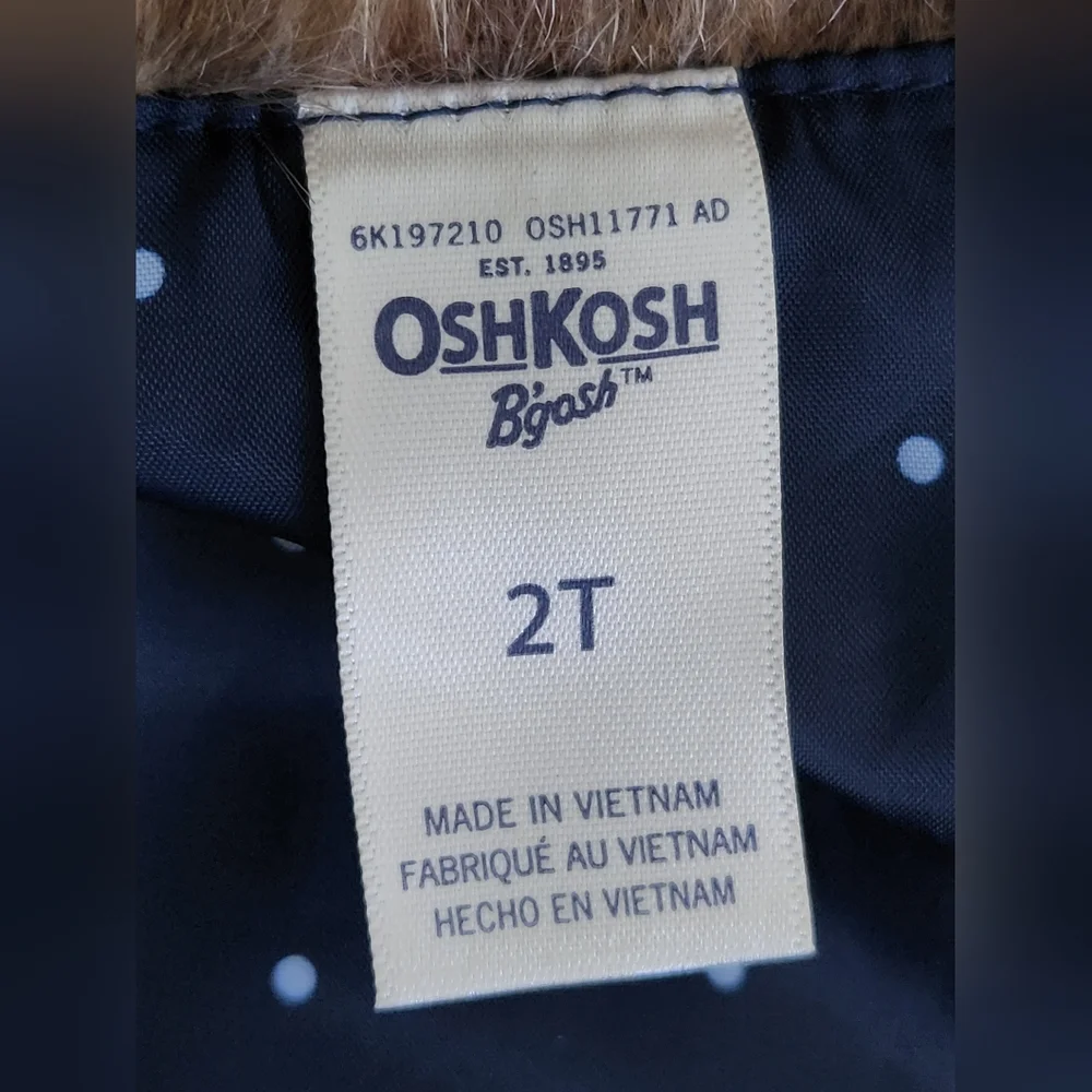 Oshkosh B'gosh Girls Brown Sleeveless Faux Holiday Winter Fur Vest Size 2T‎ NWOT